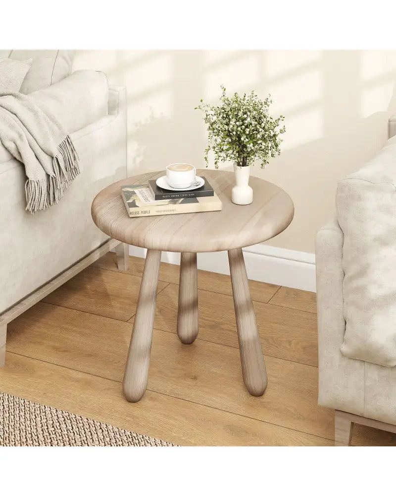 18 Inch Outdoor Mahogany Wood Side Table with Thickened Board - Natural - End & Side Tables