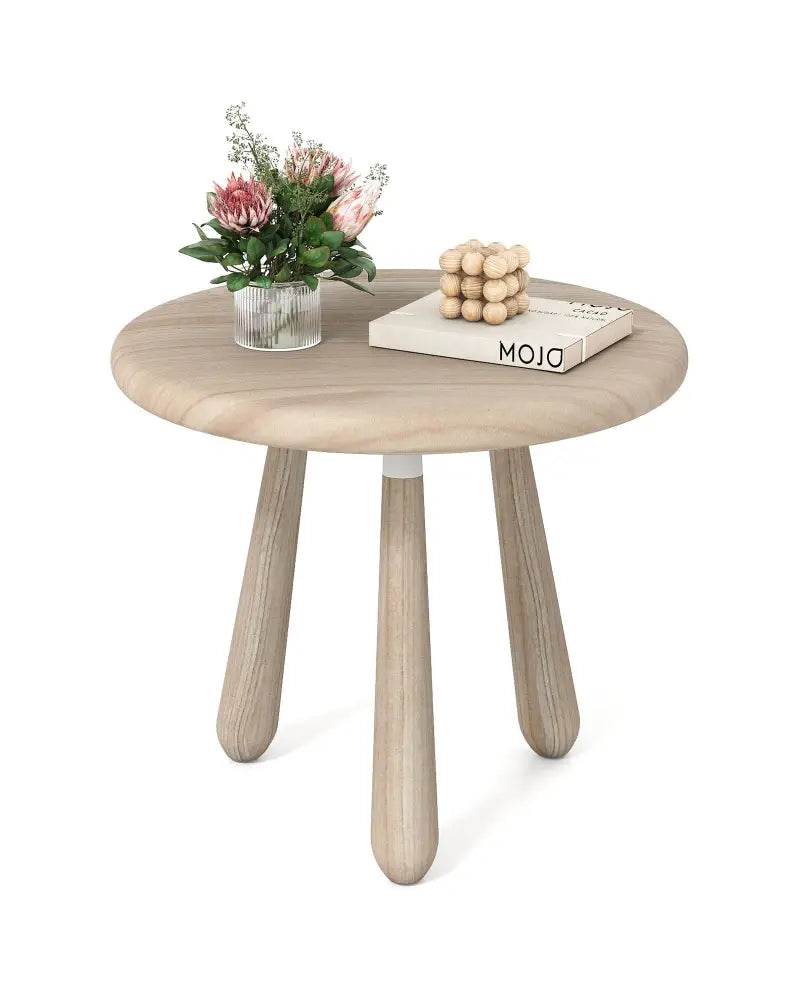 18 Inch Outdoor Mahogany Wood Side Table with Thickened Board - Natural - End & Side Tables