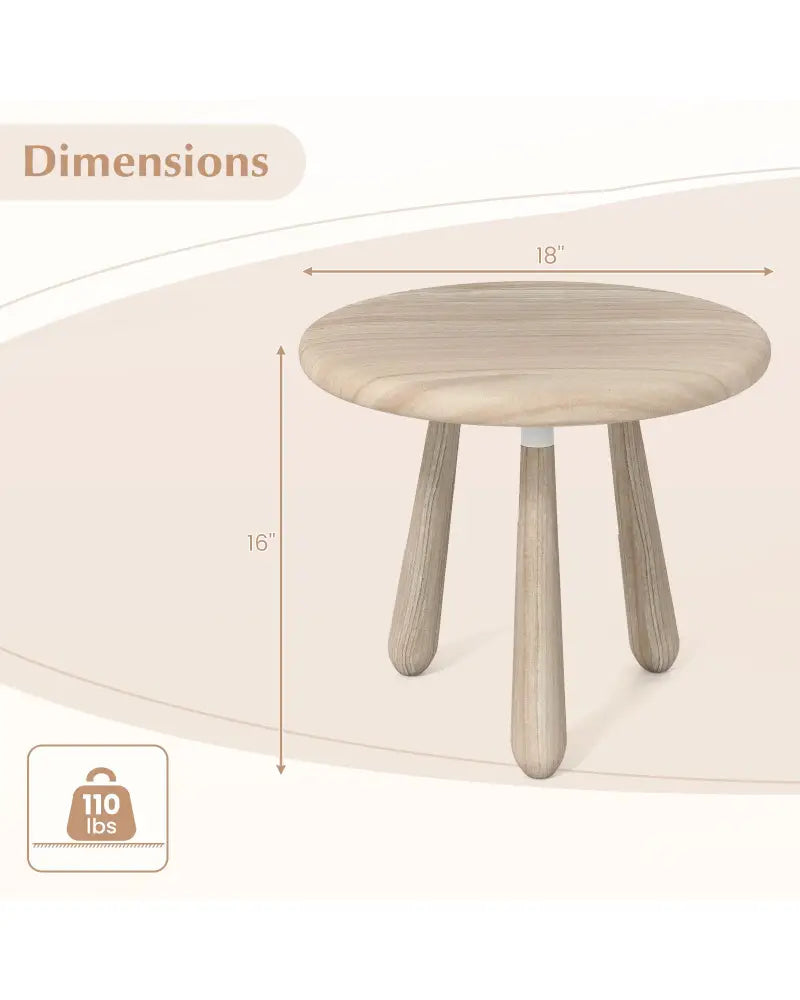 18 Inch Outdoor Mahogany Wood Side Table with Thickened Board - Natural - End & Side Tables