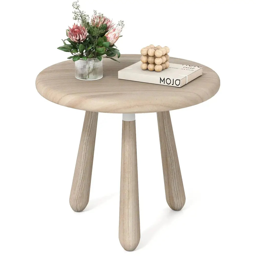 18 Inch Outdoor Mahogany Wood Side Table with Thickened Board Costway