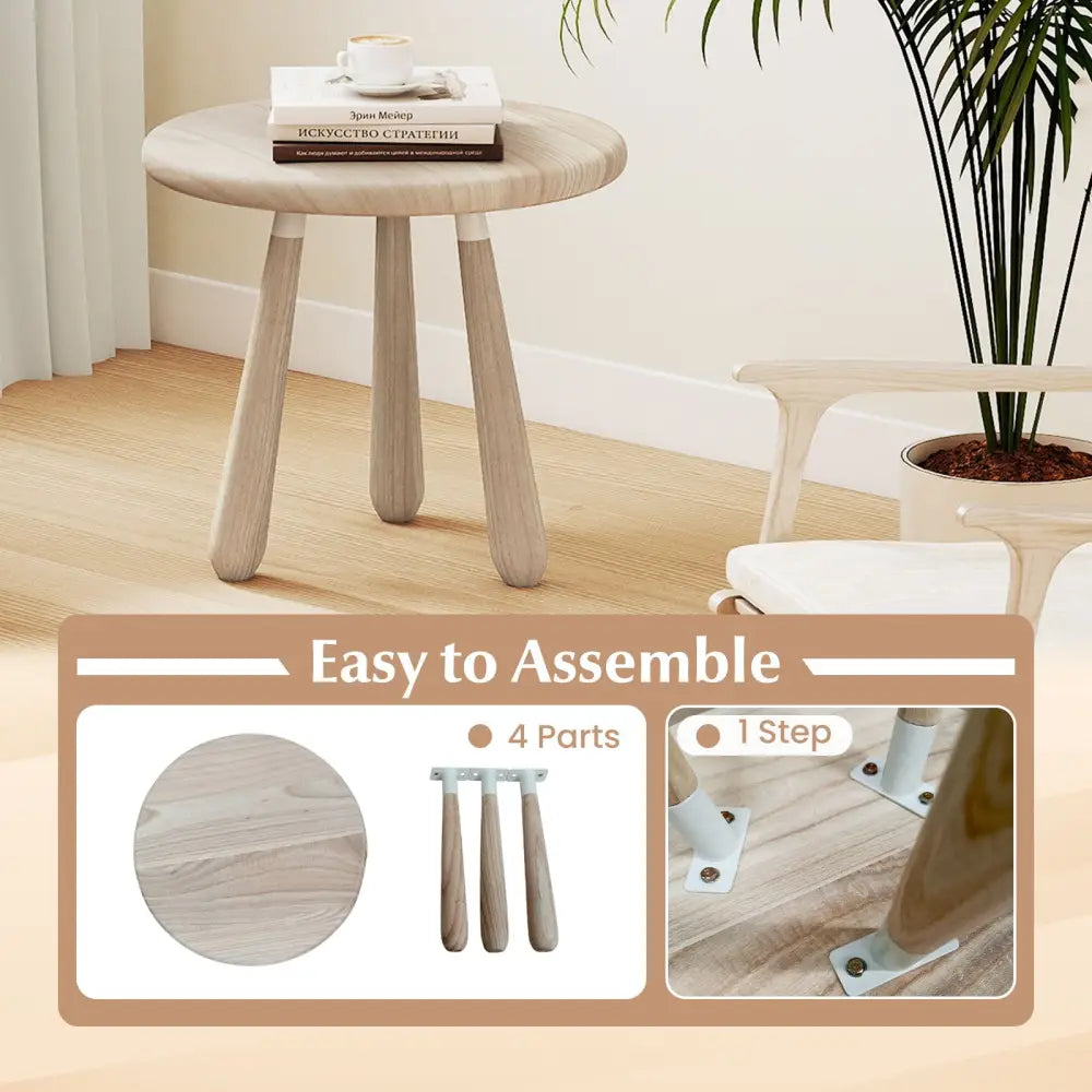 18 Inch Outdoor Mahogany Wood Side Table with Thickened Board - Natural - End & Side Tables