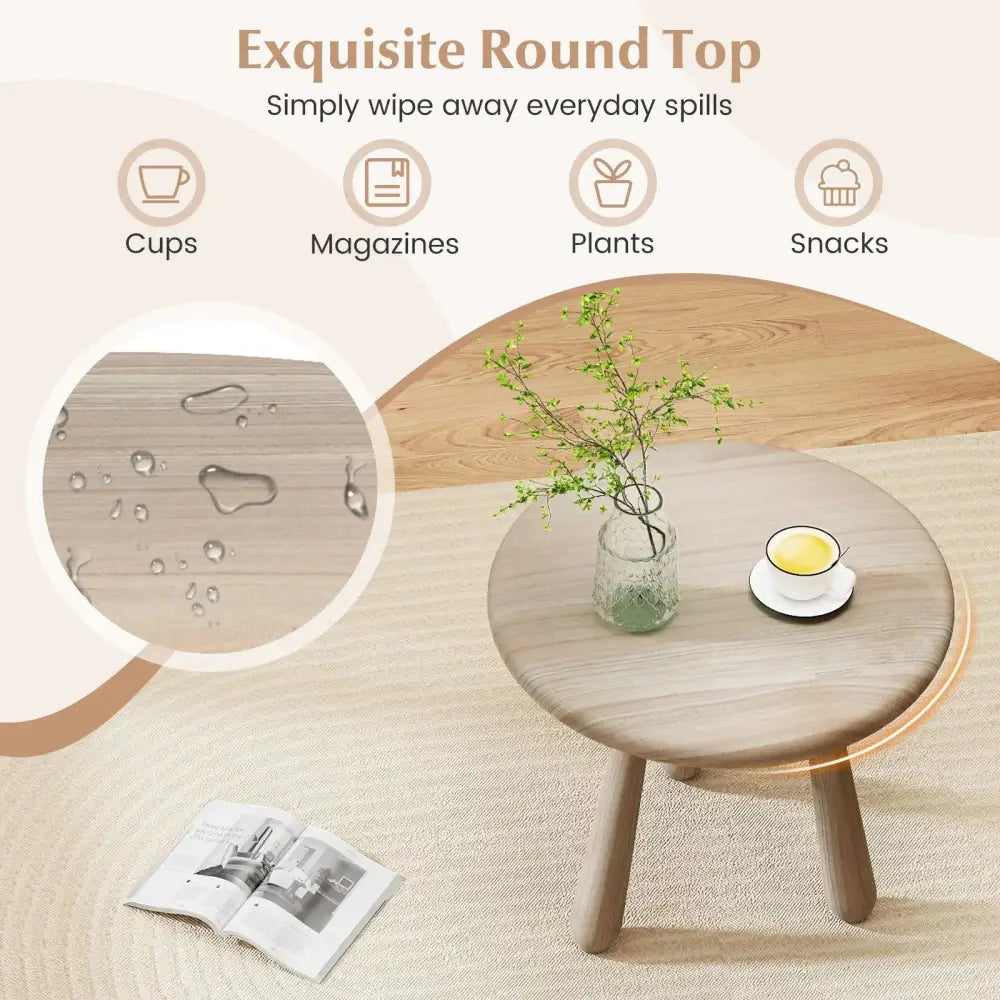 18 Inch Outdoor Mahogany Wood Side Table with Thickened Board Costway