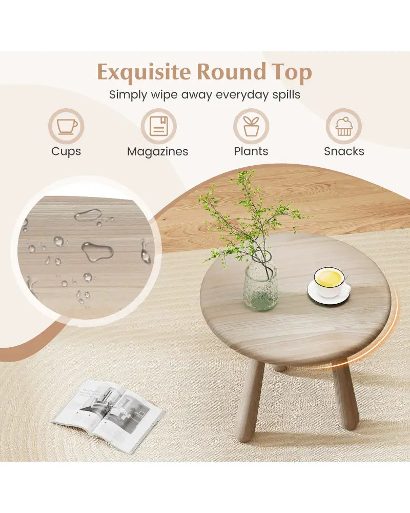 18 Inch Outdoor Mahogany Wood Side Table with Thickened Board - Natural - End & Side Tables