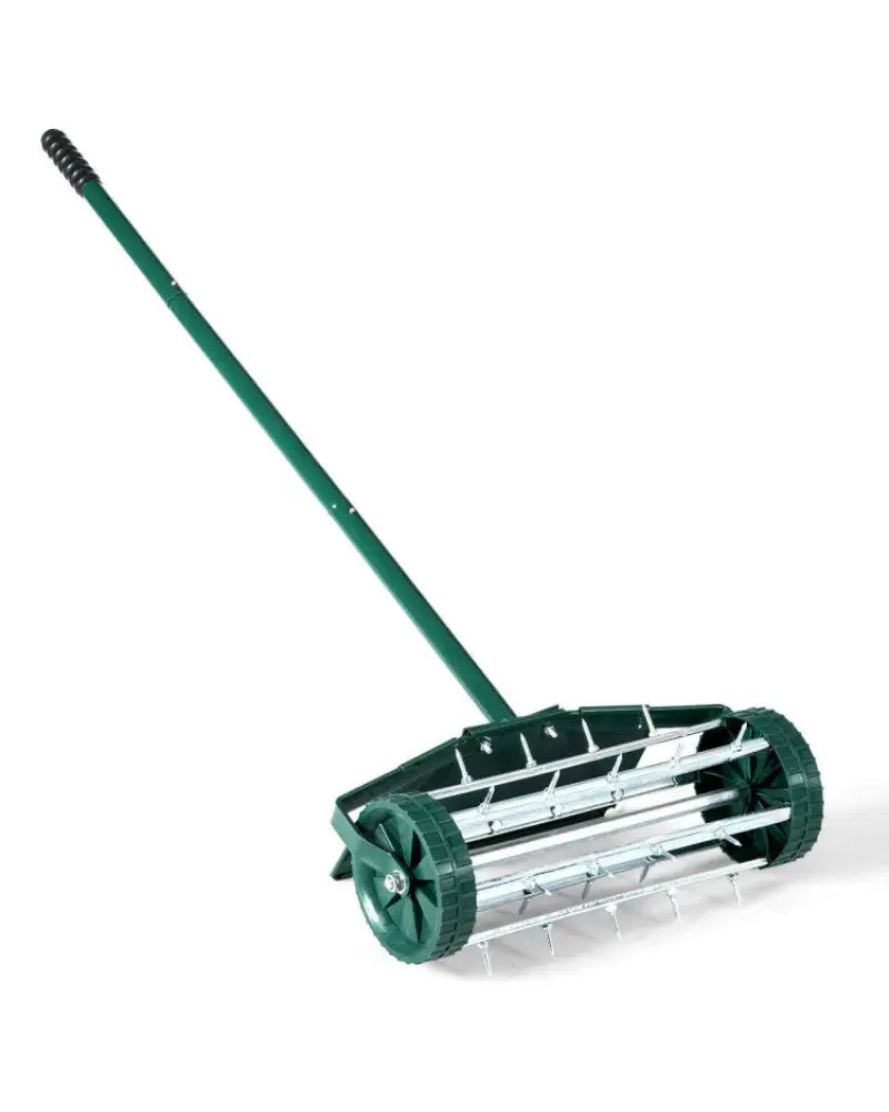 18 Inch Rolling Lawn Aerator with Splash-Proof Fender for Garden - Green - Lawn Care Tools