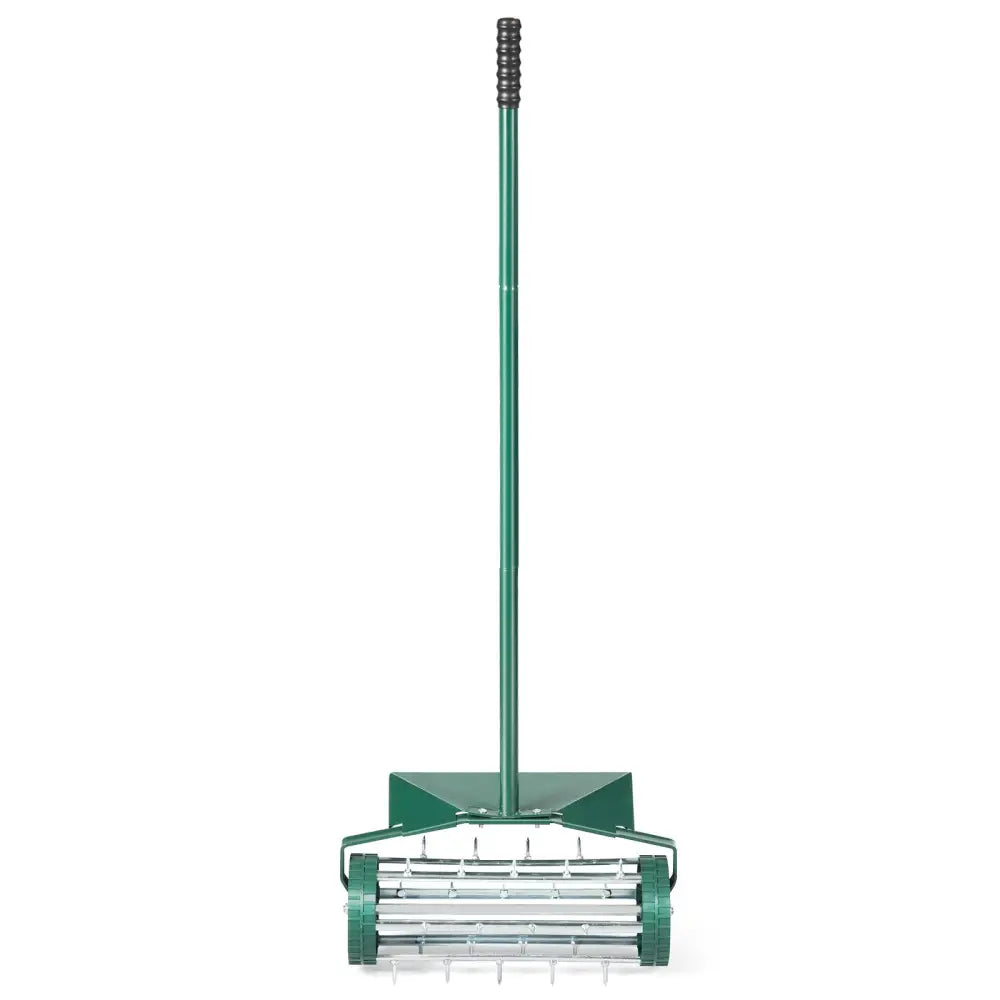 18 Inch Rolling Lawn Aerator with Splash-Proof Fender for Garden - Green - Lawn Care Tools