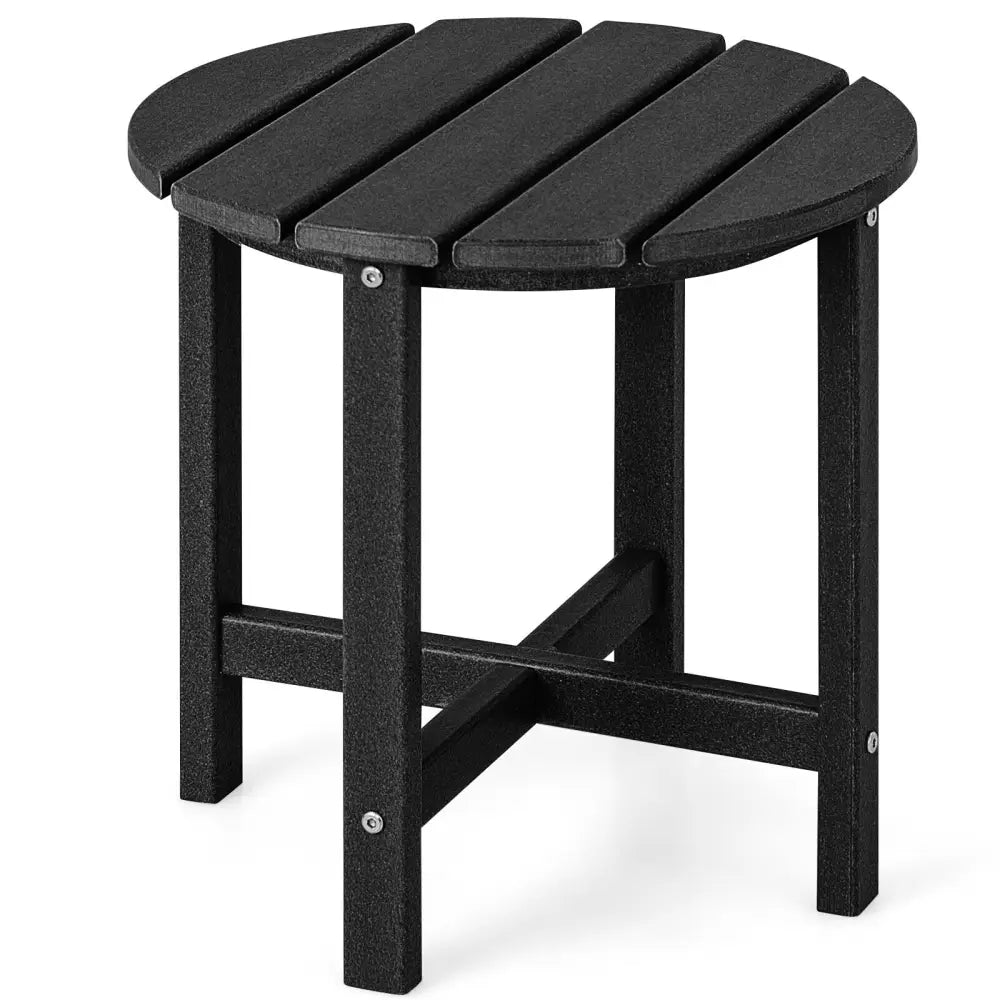 18 Inch Round Weather-Resistant Adirondack Side Table-Black - Black - Patio Coffee Tables