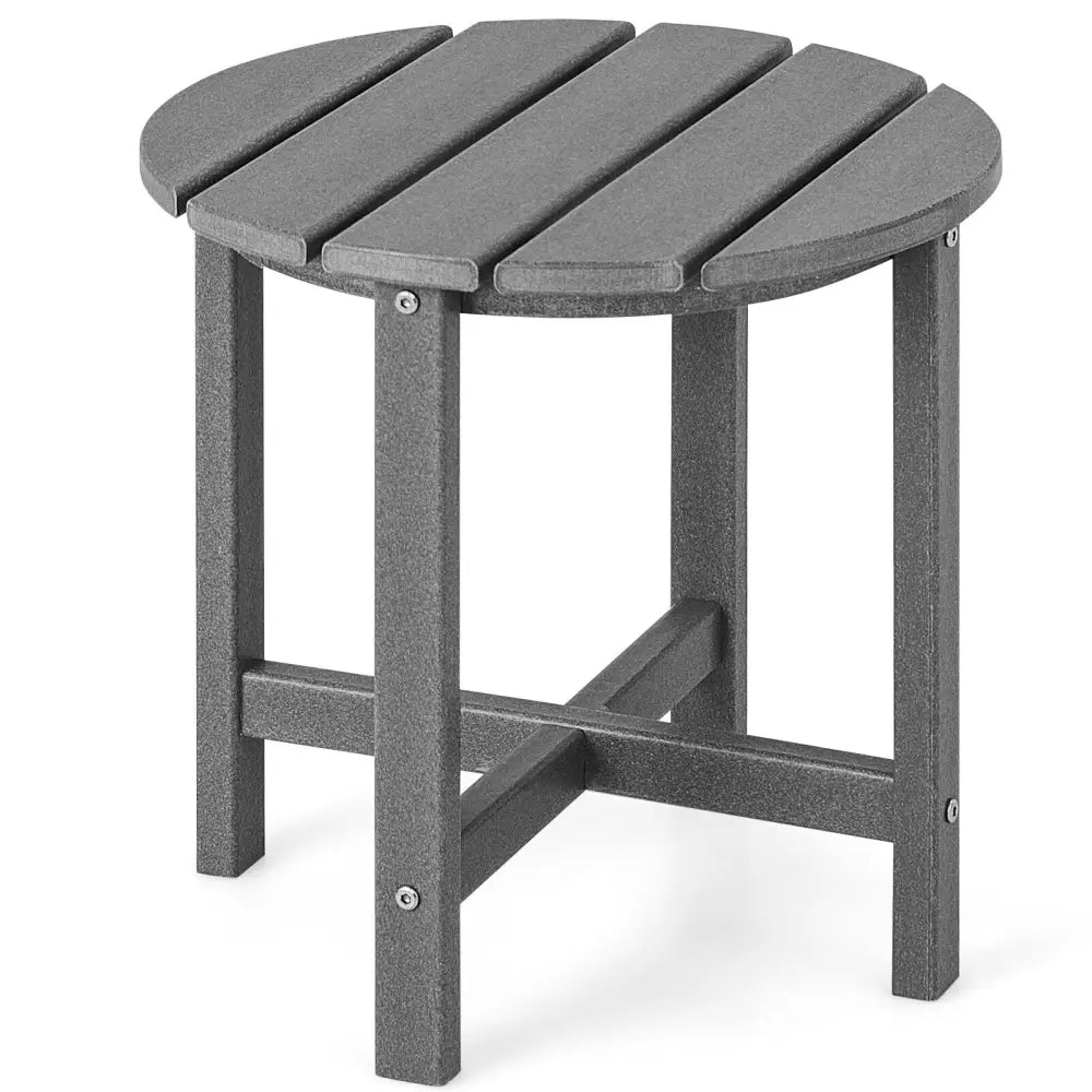 18 Inch Round Weather-Resistant Adirondack Side Table-Gray - Gray - Patio Coffee Tables