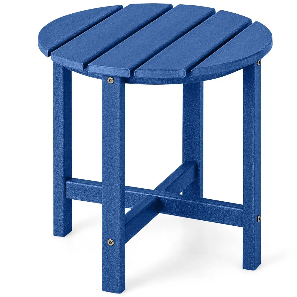 18 Inch Round Weather-Resistant Adirondack Side Table-Navy - Navy - Patio Coffee Tables