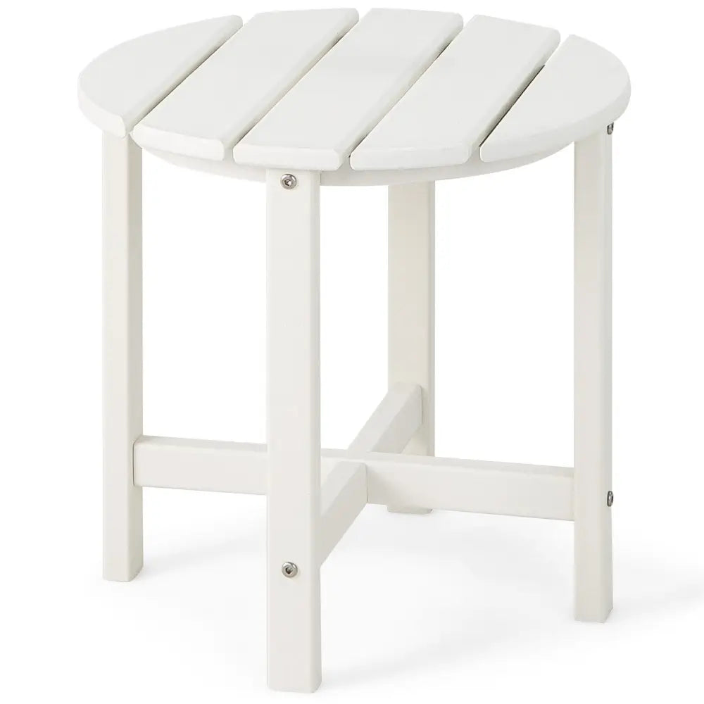 18 Inch Round Weather-Resistant Adirondack Side Table-White - White - Patio Coffee Tables