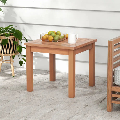 18 Inch Square End Outdoor Adirondack Side Table with Slatted Tabletop - Orange - Patio Coffee Tables