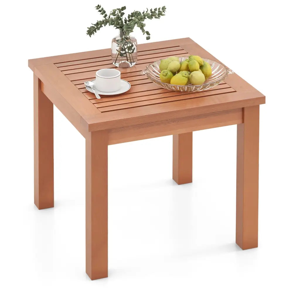 18 Inch Square End Outdoor Adirondack Side Table with Slatted Tabletop - Orange - Patio Coffee Tables