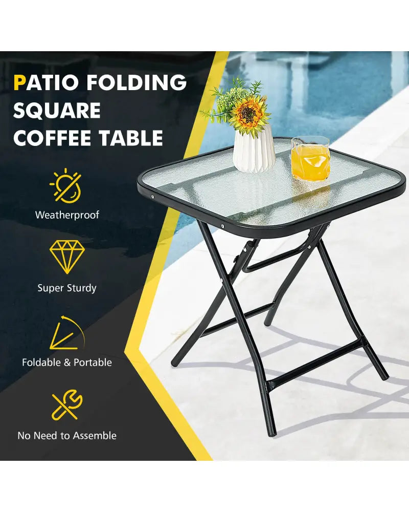 18 Inch Square Patio Bistro Table with Rustproof Frame - Black - Patio Coffee Tables