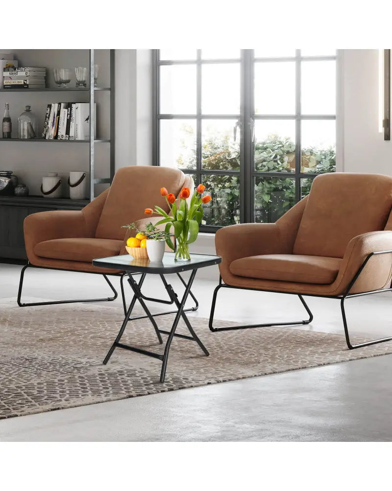 18 Inch Square Patio Bistro Table with Rustproof Frame - Black - Patio Coffee Tables