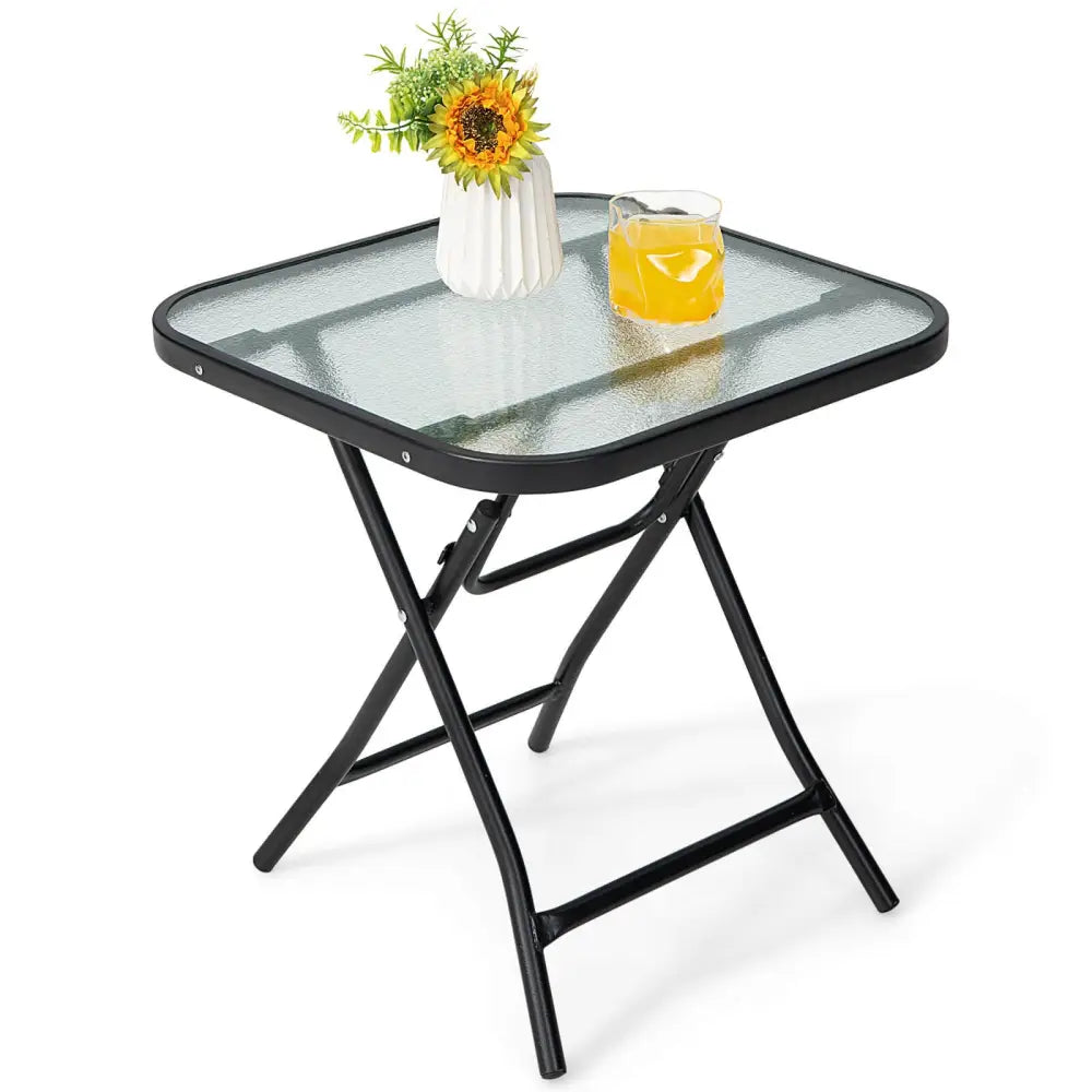 18 Inch Square Patio Bistro Table with Rustproof Frame - Black - Patio Coffee Tables