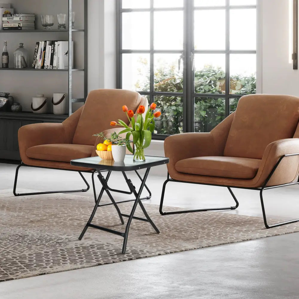 18 Inch Square Patio Bistro Table with Rustproof Frame - Black - Patio Coffee Tables