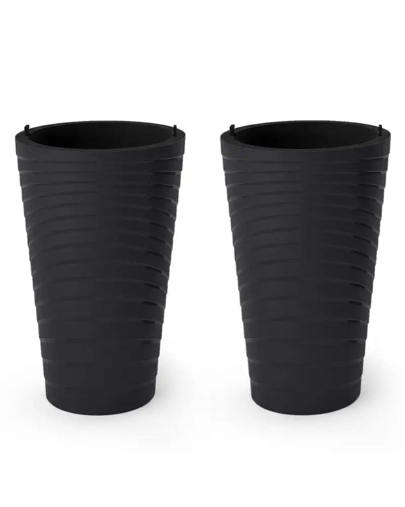 18 Inch Tall Flower Pot Set of 2 with Insert Bucket and Handle Design-Black - Black - Raised Garden Beds
