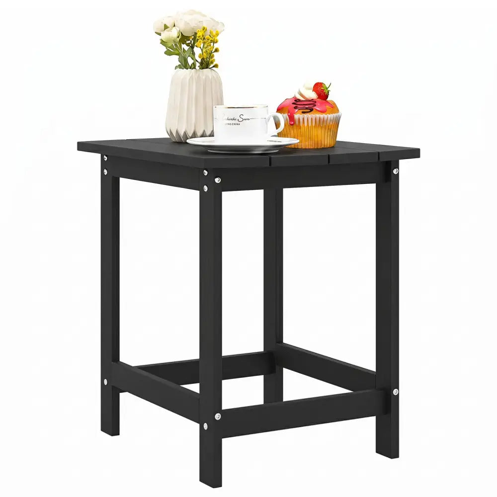 18 Inch Weather Resistant Side Table for Garden Yard Patio-Black - Black - Patio Coffee Tables