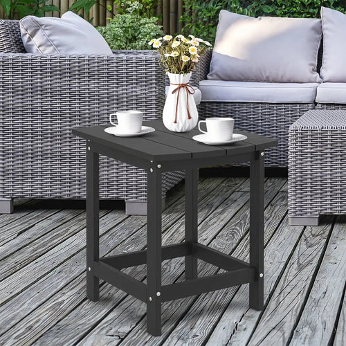 18 Inch Weather Resistant Side Table for Garden Yard Patio-Black - Black - Patio Coffee Tables
