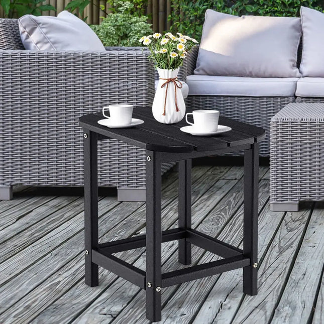 18 Inch Weather Resistant Side Table for Garden Yard Patio-Black - Black - Patio Coffee Tables