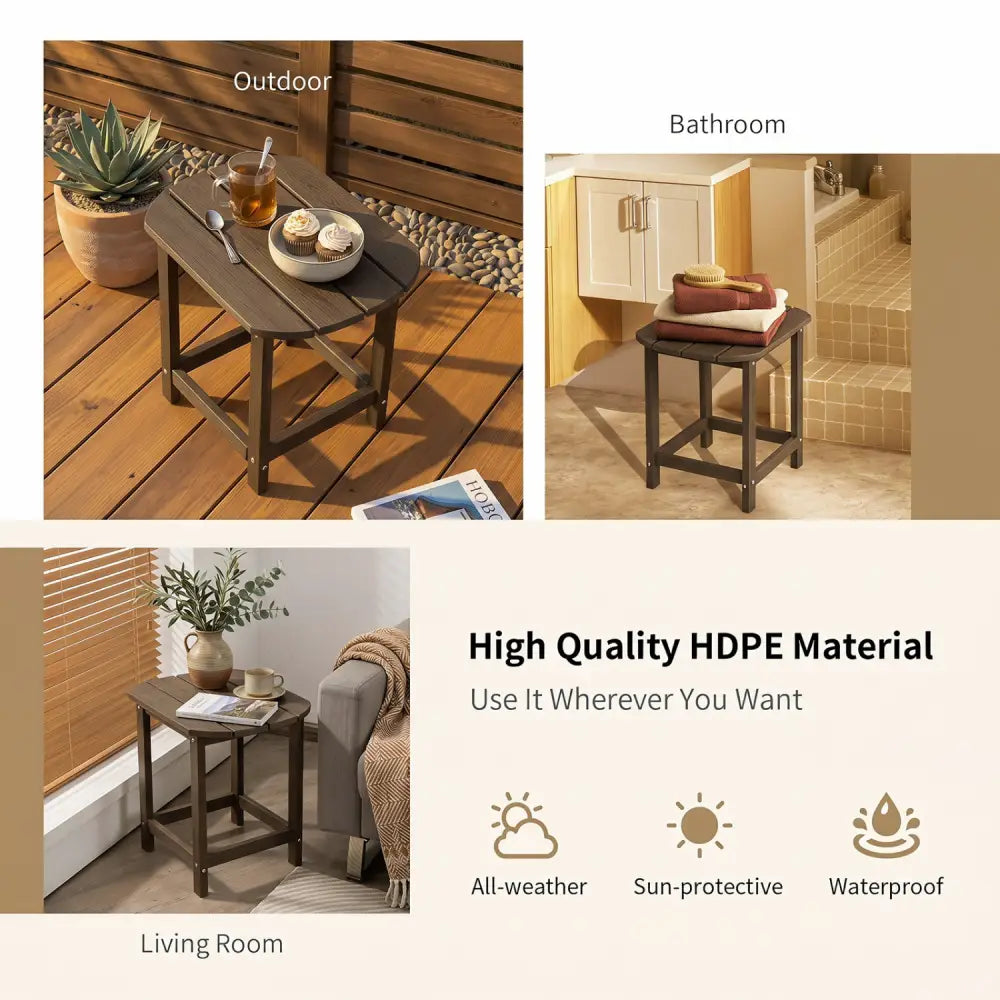 18 Inch Weather Resistant Side Table for Garden Yard Patio-Coffee - Coffee - Patio Coffee Tables