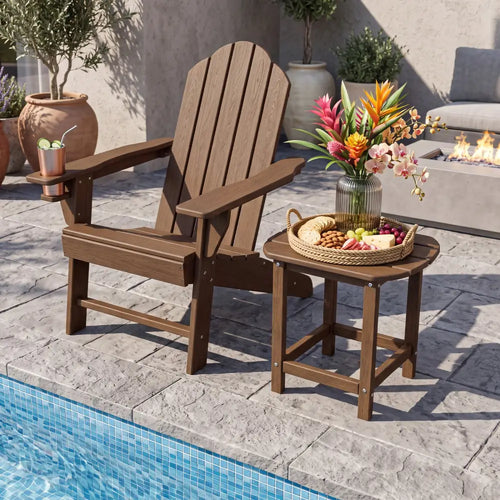 18 Inch Weather Resistant Side Table for Garden Yard Patio-Coffee - Coffee - Patio Coffee Tables