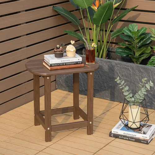 18 Inch Weather Resistant Side Table for Garden Yard Patio-Coffee - Coffee - Patio Coffee Tables