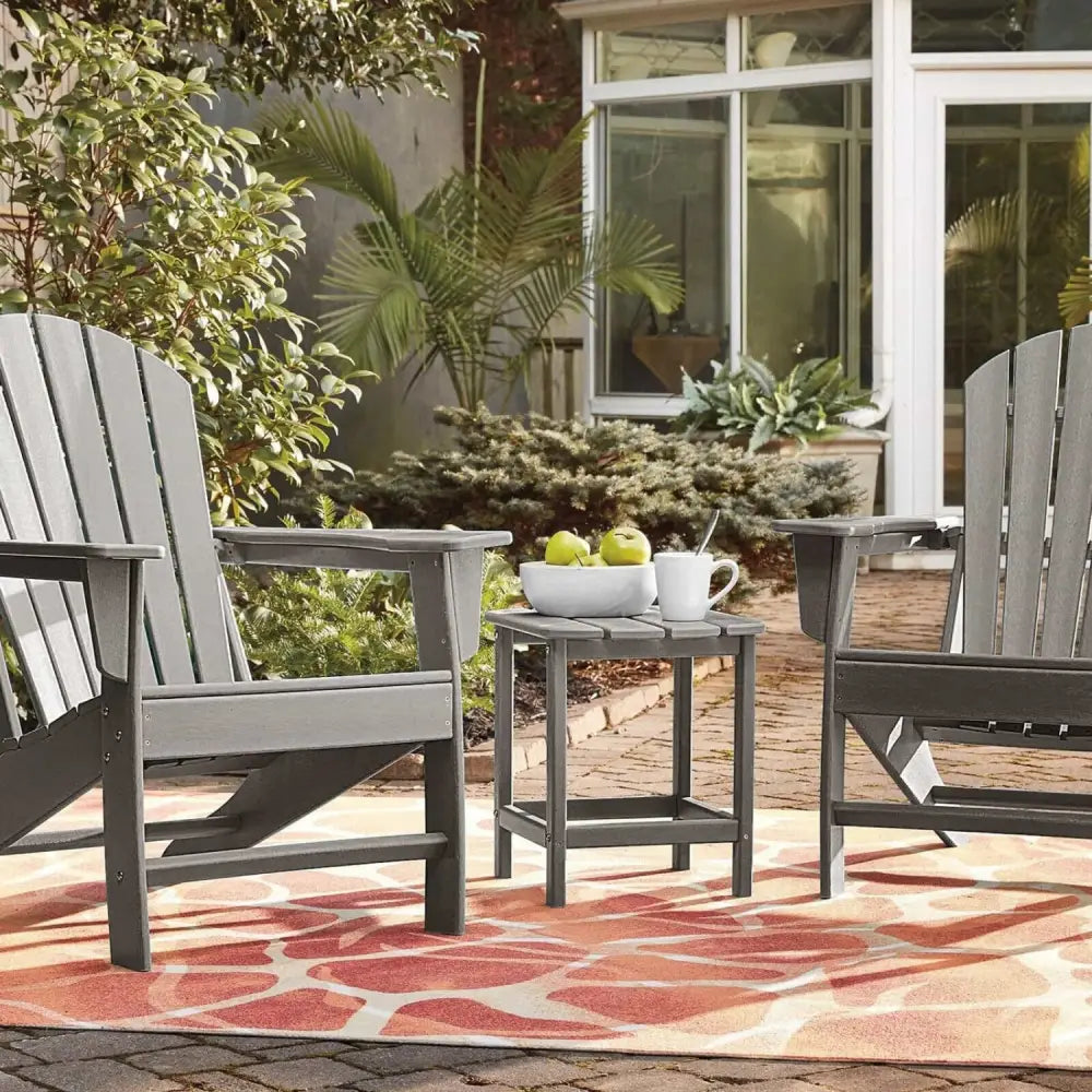 18 Inch Weather Resistant Side Table for Garden Yard Patio-Gray - Gray - Patio Coffee Tables