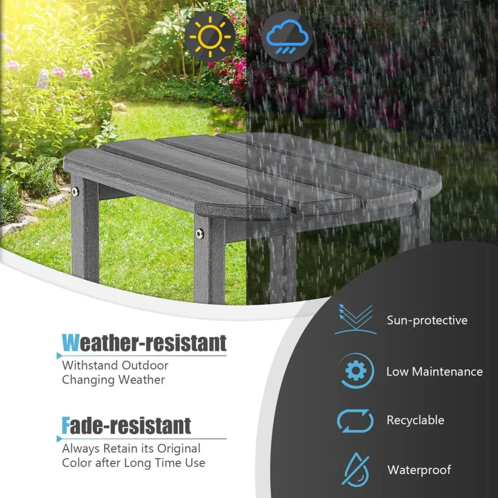 18 Inch Weather Resistant Side Table for Garden Yard Patio-Gray - Gray - Patio Coffee Tables