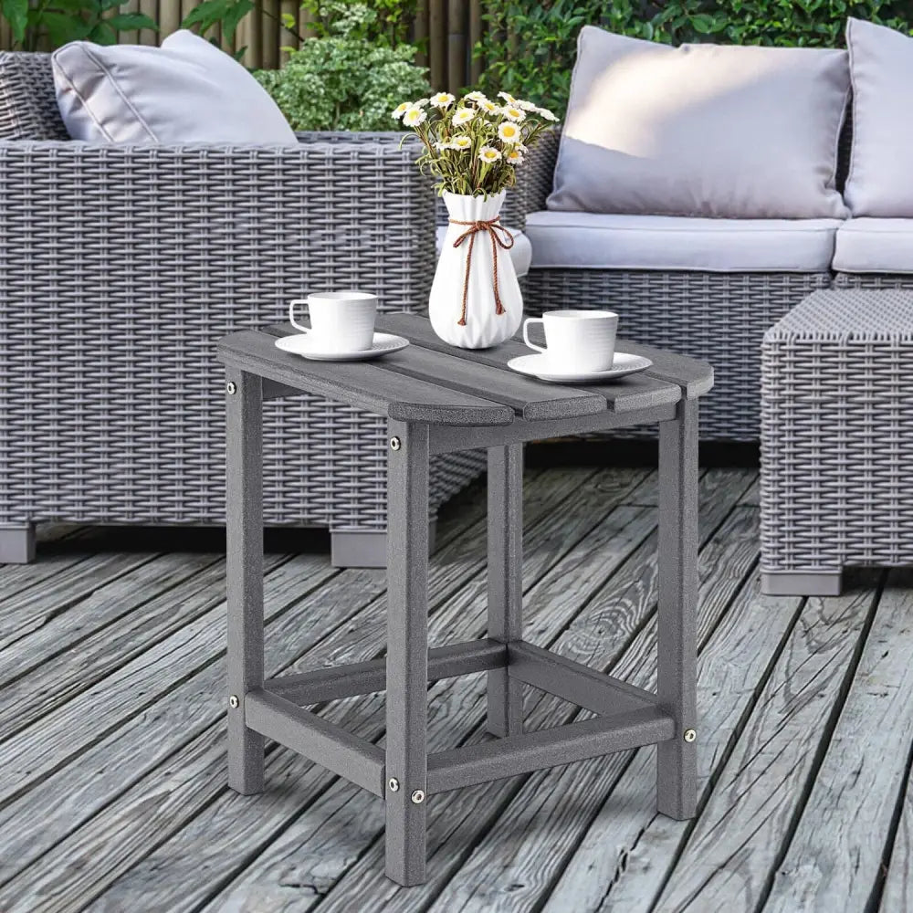 18 Inch Weather Resistant Side Table for Garden Yard Patio-Gray - Gray - Patio Coffee Tables