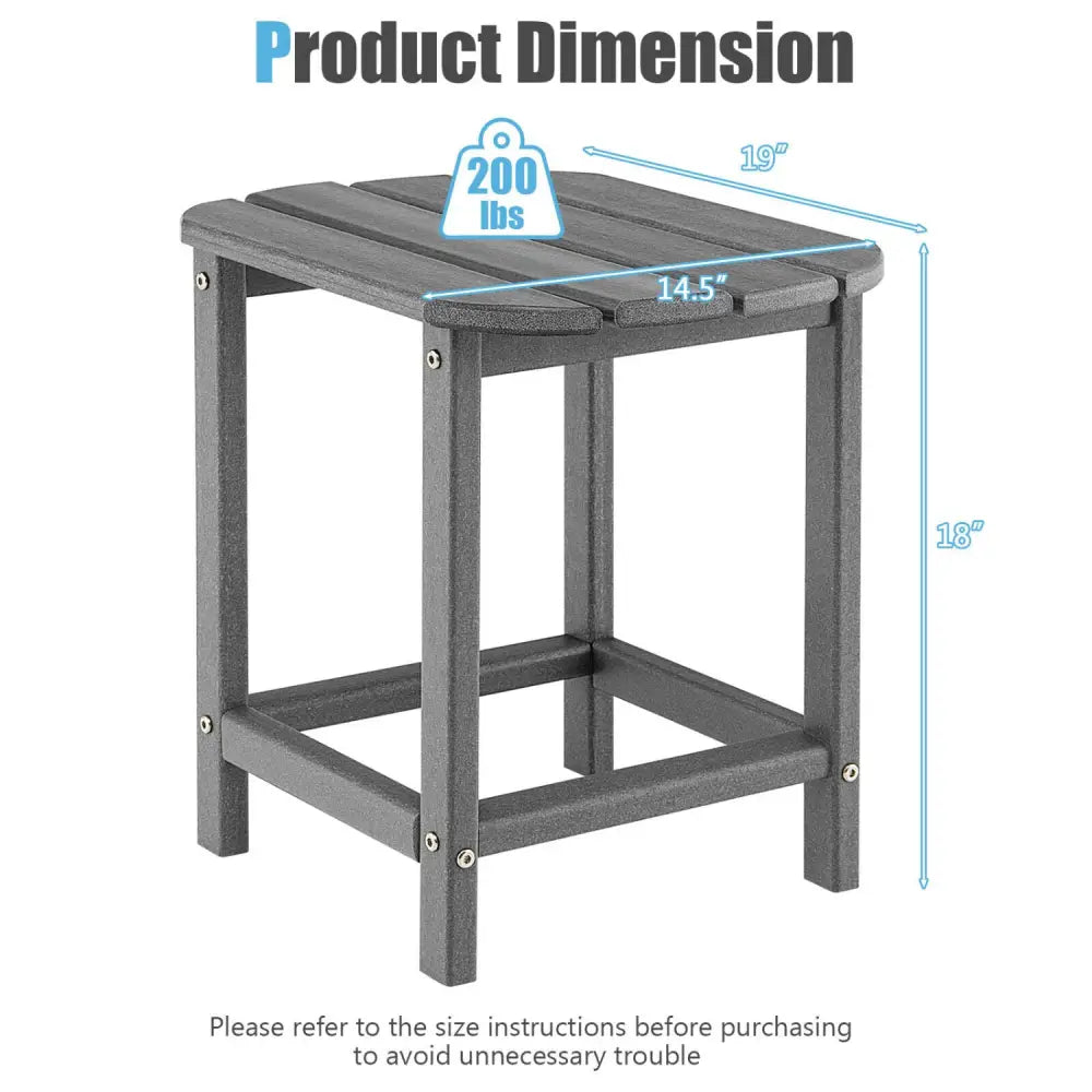 18 Inch Weather Resistant Side Table for Garden Yard Patio-Gray - Gray - Patio Coffee Tables