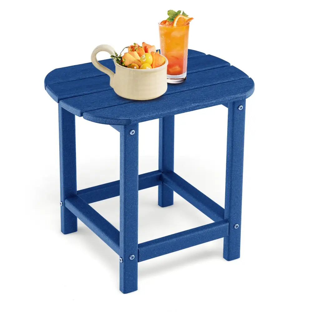 18 Inch Weather Resistant Side Table for Garden Yard Patio-Navy - Navy - Patio Coffee Tables