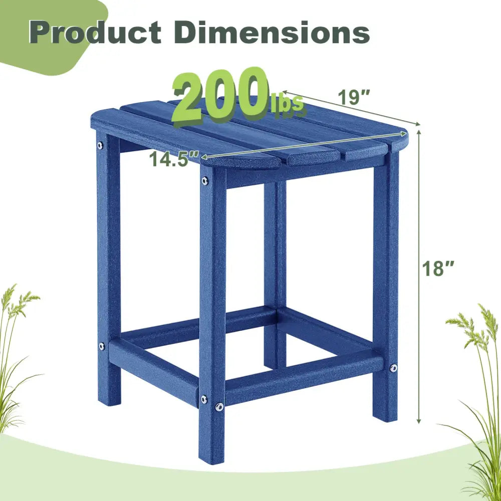 18 Inch Weather Resistant Side Table for Garden Yard Patio-Navy - Navy - Patio Coffee Tables