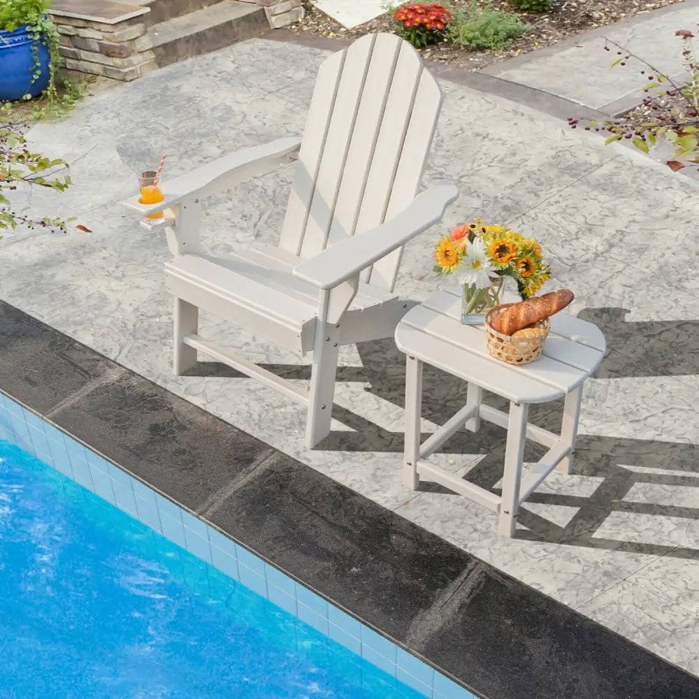 18 Inch Weather Resistant Side Table for Garden Yard Patio-White - White - Patio Coffee Tables