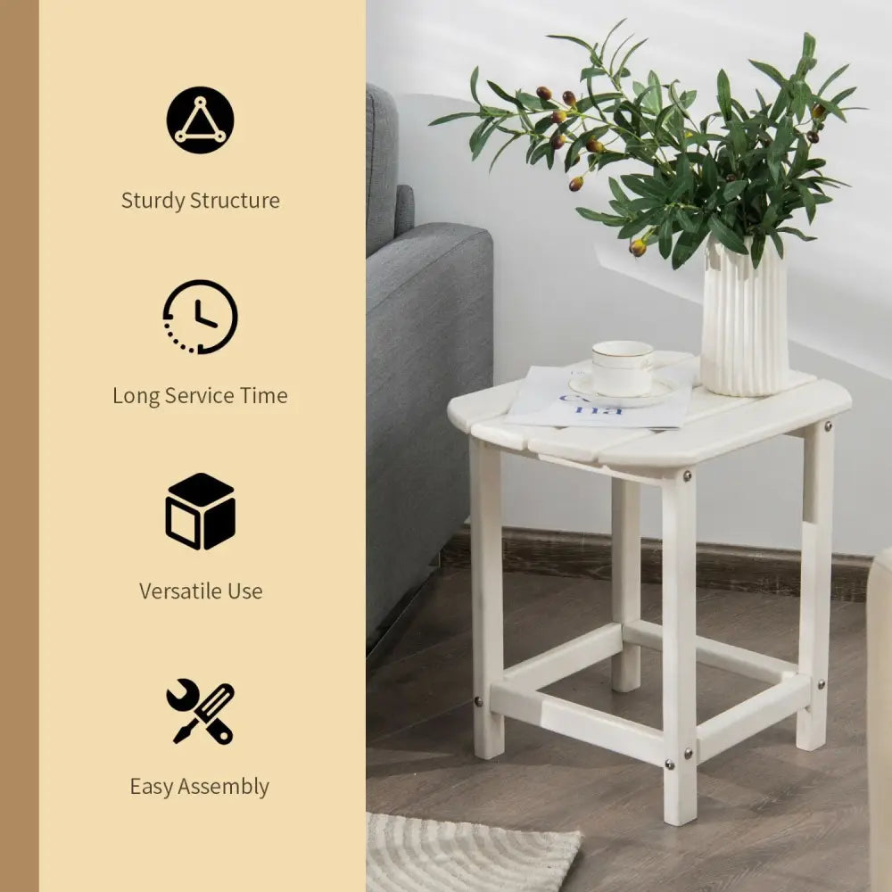 18 Inch Weather Resistant Side Table for Garden Yard Patio-White - White - Patio Coffee Tables