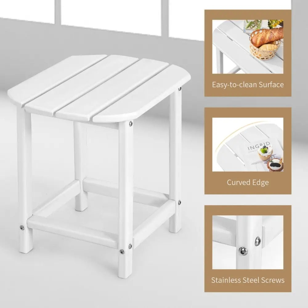 18 Inch Weather Resistant Side Table for Garden Yard Patio-White - White - Patio Coffee Tables