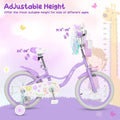 18 Inches Girls Bike with Front Bag and Streamers for 4-8 Years Purple - Purple - Kids Bike