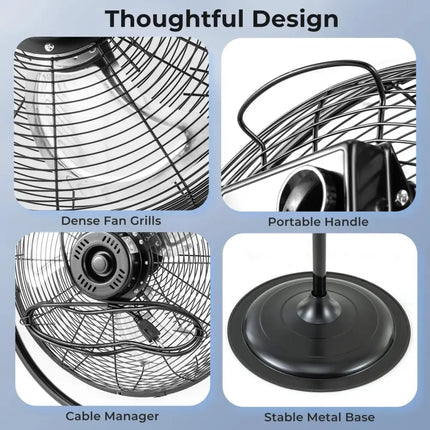 18 Inches High Velocity Pedestal Fan with 3 Speeds and Adjustable Height-Black Costway
