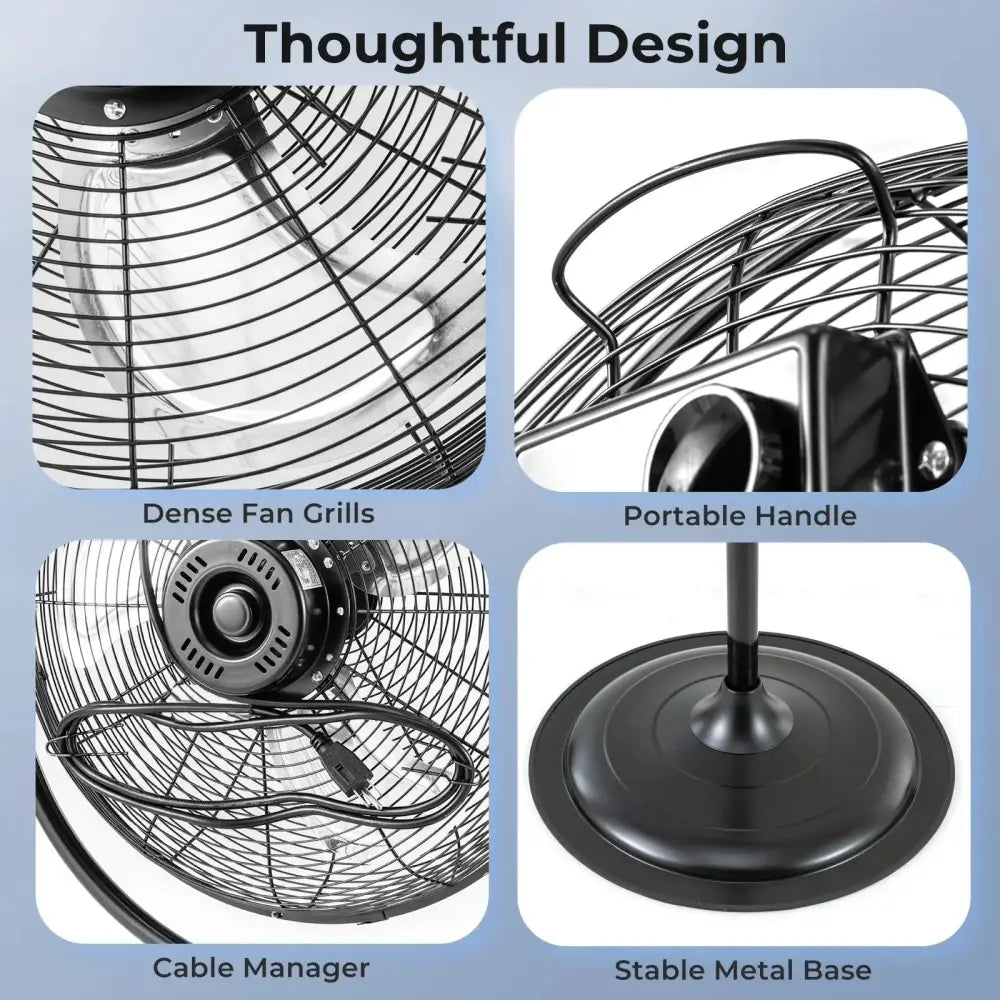 18 Inches High Velocity Pedestal Fan with 3 Speeds and Adjustable Height-Black Costway