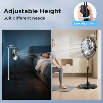18 Inches High Velocity Pedestal Fan with 3 Speeds and Adjustable Height-Black Costway