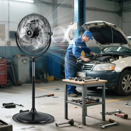 18 Inches High Velocity Pedestal Fan with 3 Speeds and Adjustable Height-Black Costway