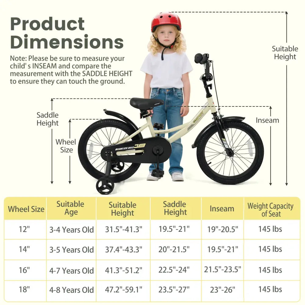 18 Inches Kids Bike Sport Bicycle with Removable Training Wheels - Kids Bike