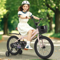 18 Inches Kids Bike with Basket and Adjustable Handlebar for 4-8 Years Old - Pink - Kids Bike