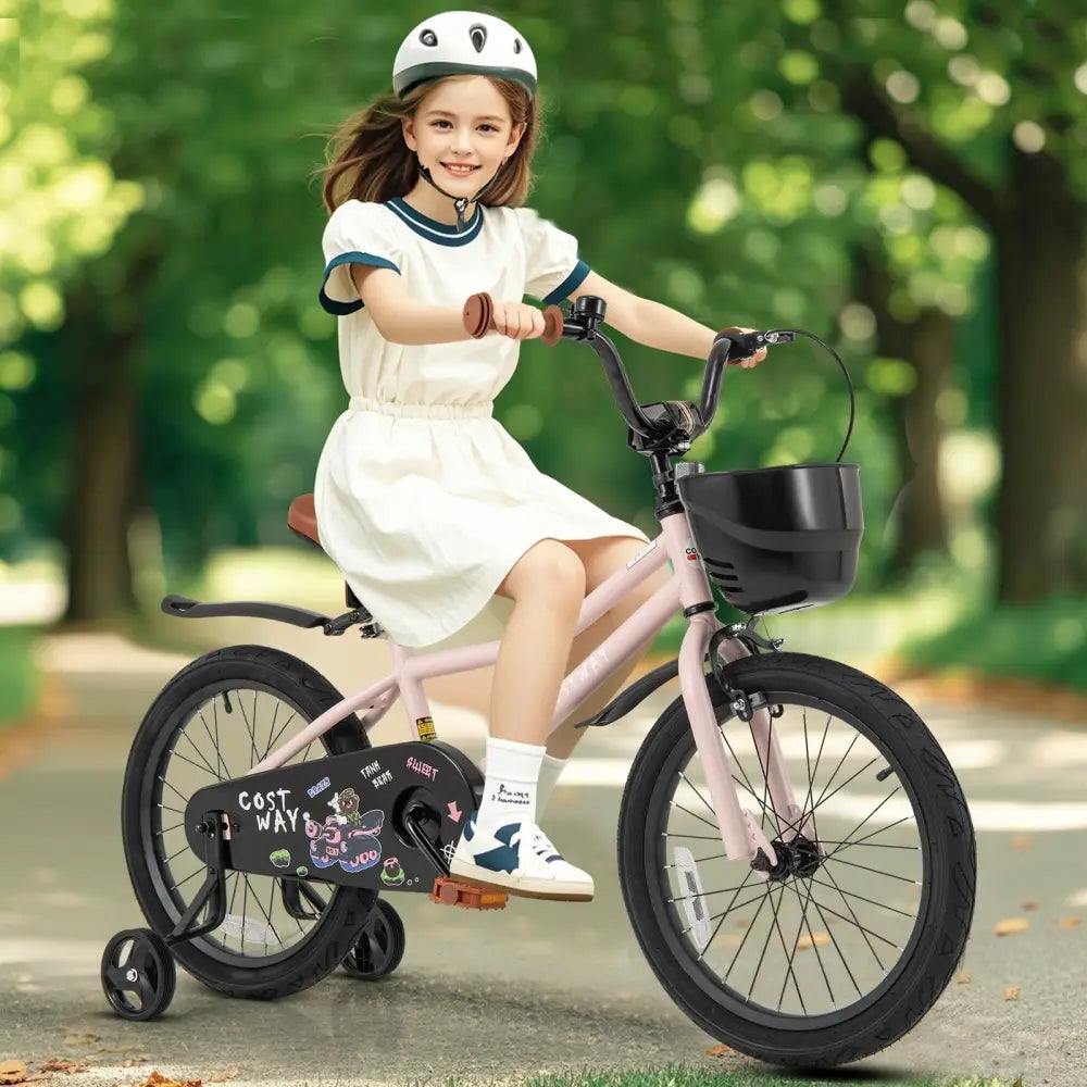 18 Inches Kids Bike with Basket and Adjustable Handlebar for 4 - 8 Years Old - Oasis Home Essentials
