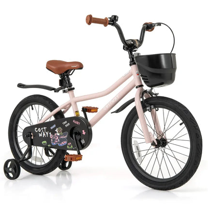 18 Inches Kids Bike with Basket and Adjustable Handlebar for 4 - 8 Years Old - Oasis Home Essentials