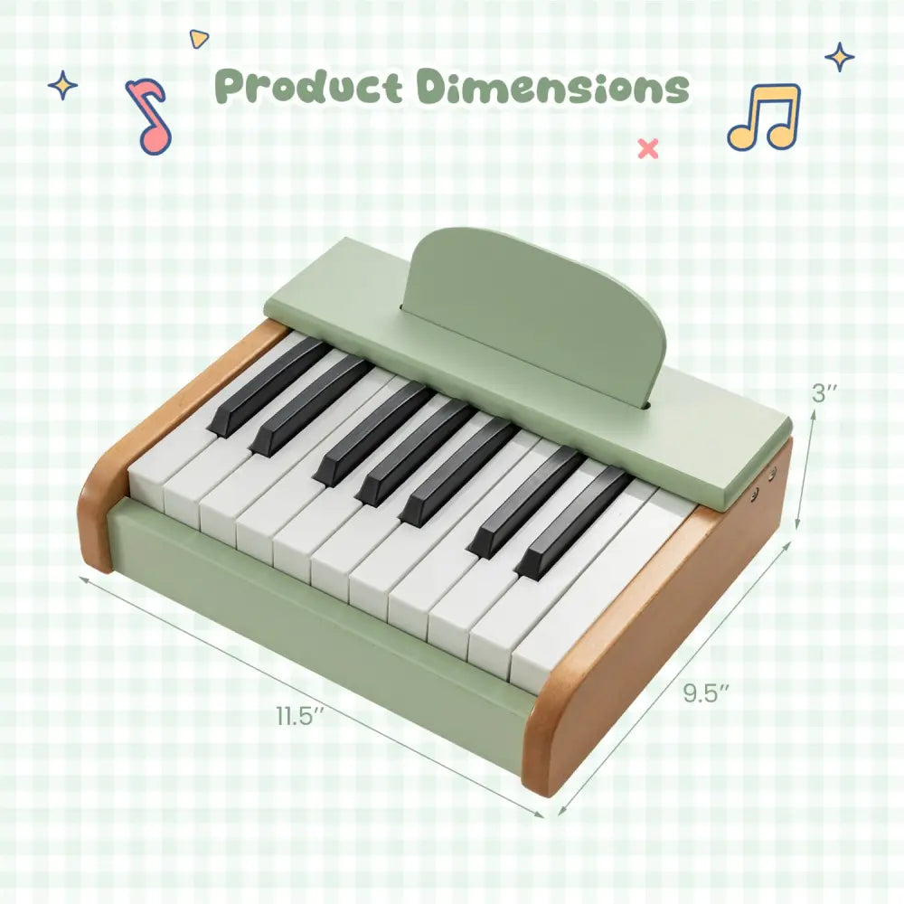 18 Keys Wooden Piano for Kids with Removable Music Stand-Green - Green - Pianos & Keyboards
