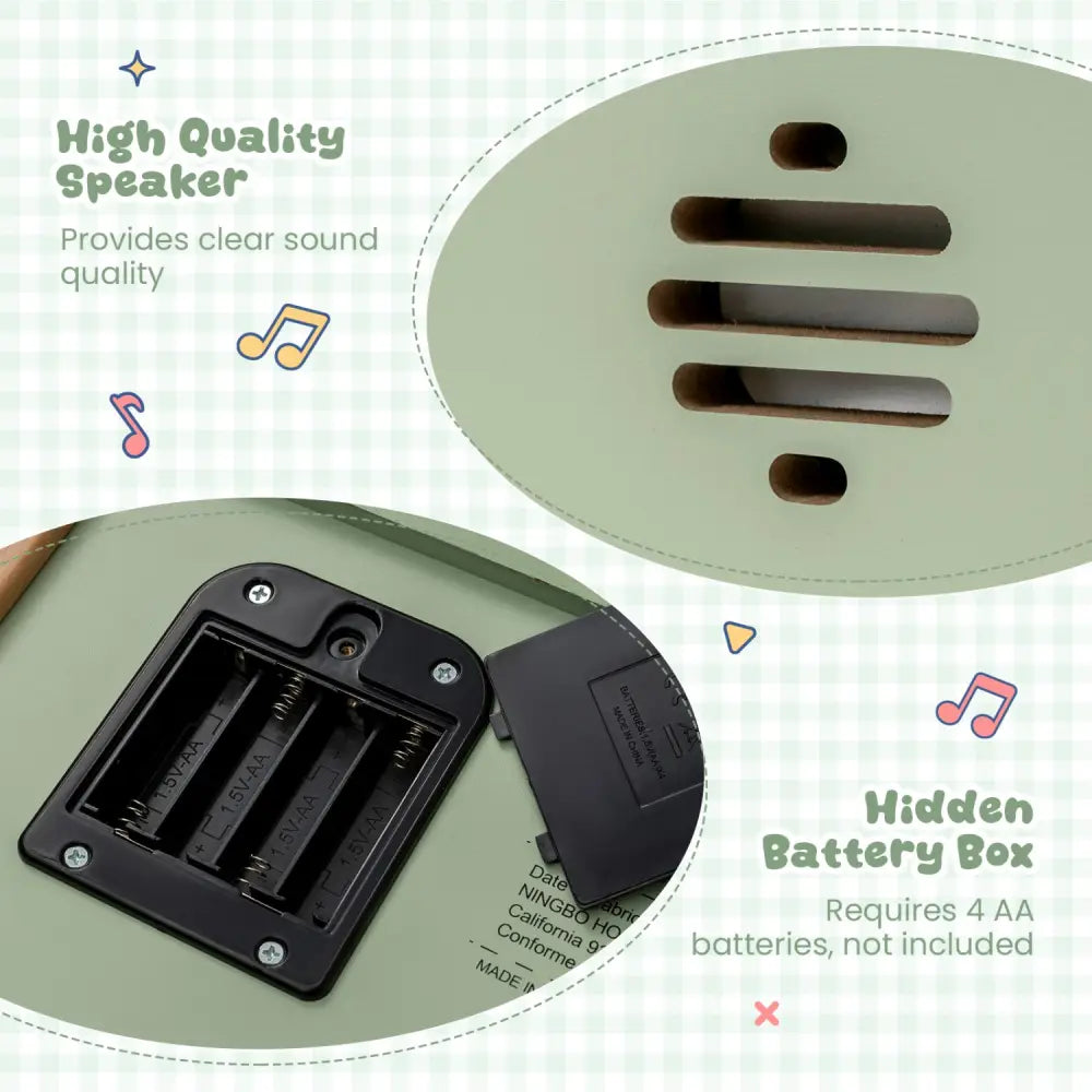 18 Keys Wooden Piano for Kids with Removable Music Stand-Green - Green - Pianos & Keyboards