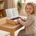 18 Keys Wooden Piano for Kids with Removable Music Stand-Pink - Pink - Pianos & Keyboards