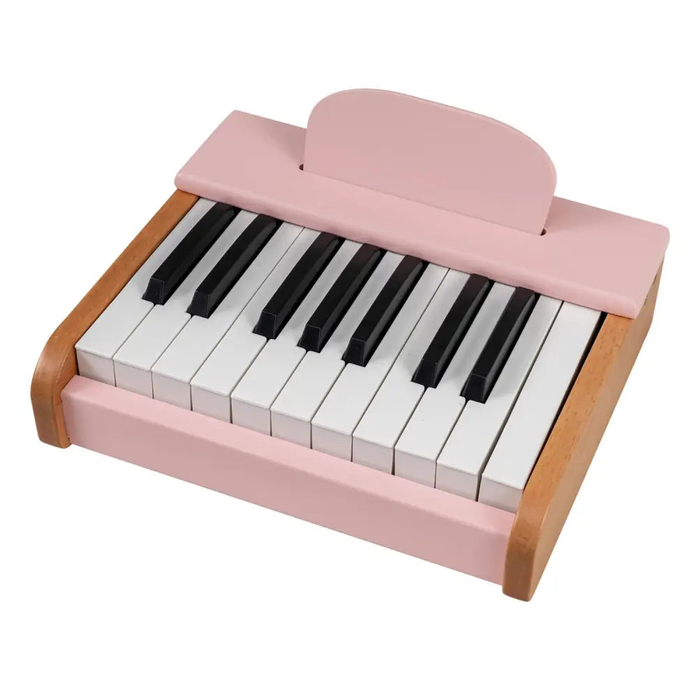 18 Keys Wooden Piano for Kids with Removable Music Stand-Pink - Pink - Pianos & Keyboards