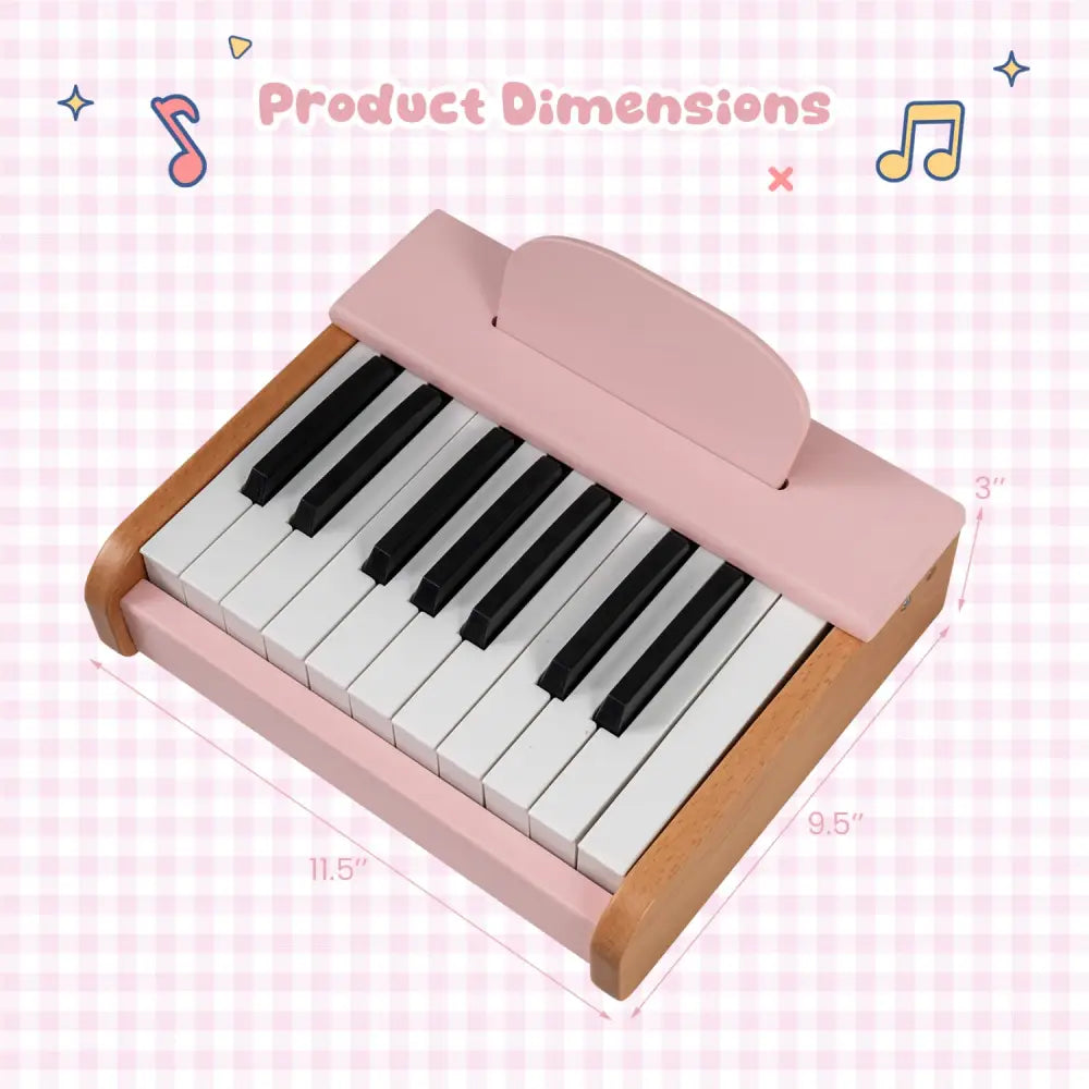18 Keys Wooden Piano for Kids with Removable Music Stand-Pink - Pink - Pianos & Keyboards