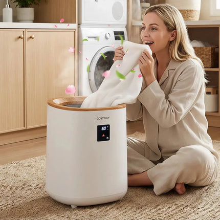 18 L Large Blanket Towel Warmer with LED Display for Bathroom-White Costway